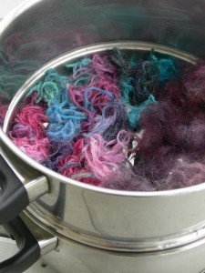 using a steam bath for setting dye