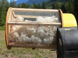 home built tumbler for cleaning wool