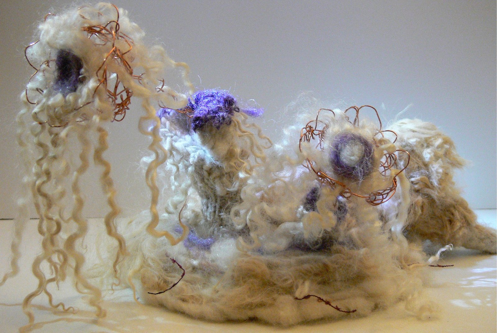 Creation by Lynne Milsom Fibre Arts Bootcamp Wire Crochet circular weaving