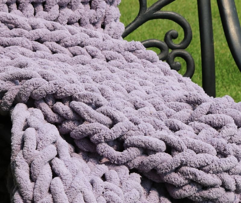 mega knitted blanket chenille grey