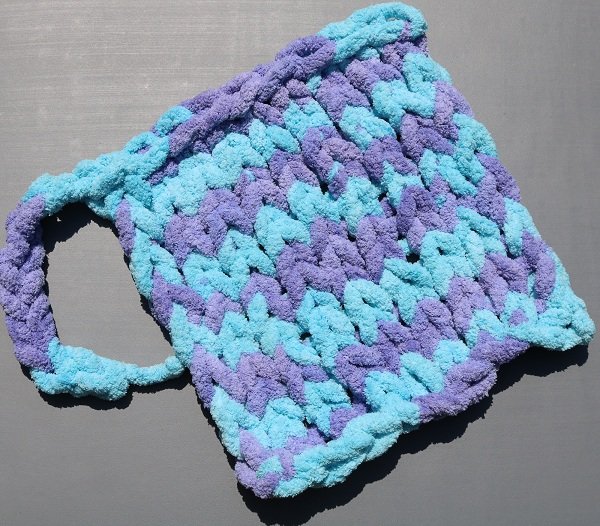 chenille knitted swatch lavender blue