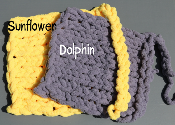 chenille yarn, really chunky, for hand knitting, sunflower, dolphin